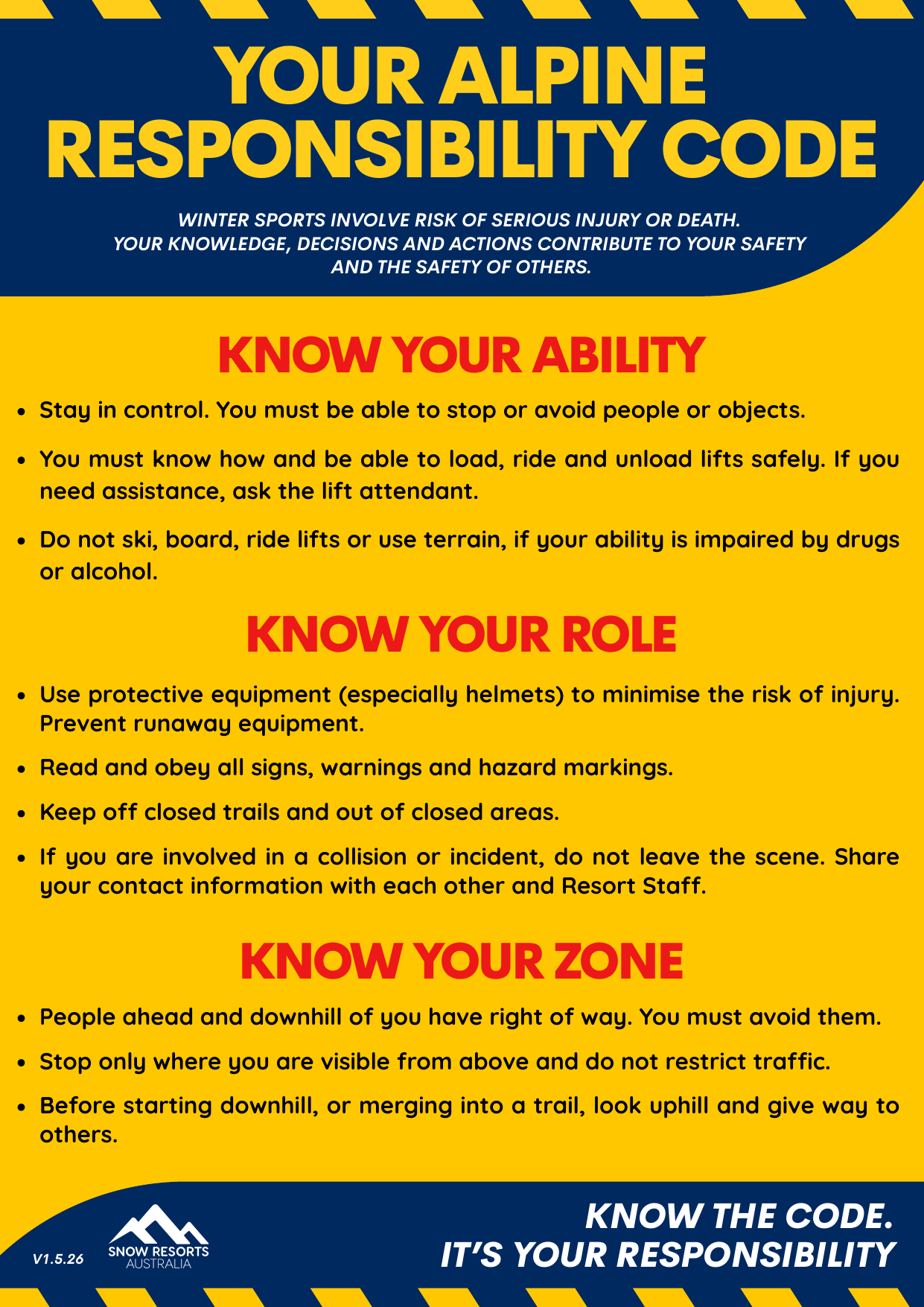 Official Alpine Responsibility Code poster